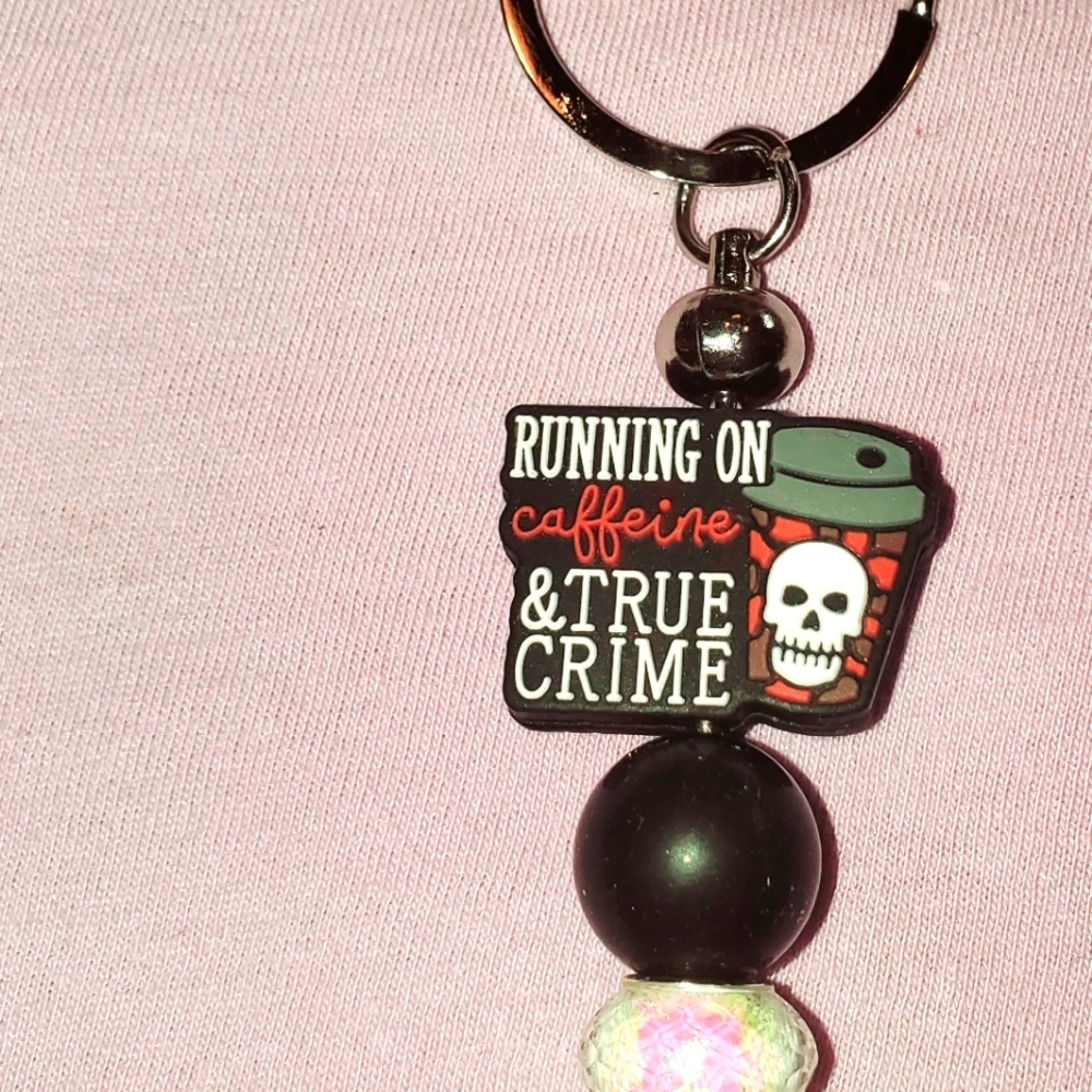 🖤 RUNNING ON CAFFINE & TRUE CRIME - BAG CLIP